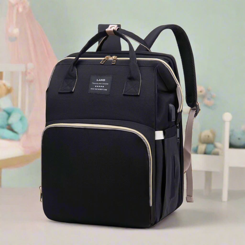 Foldable Diaper Bag with Changing Station & Insulated Pocket