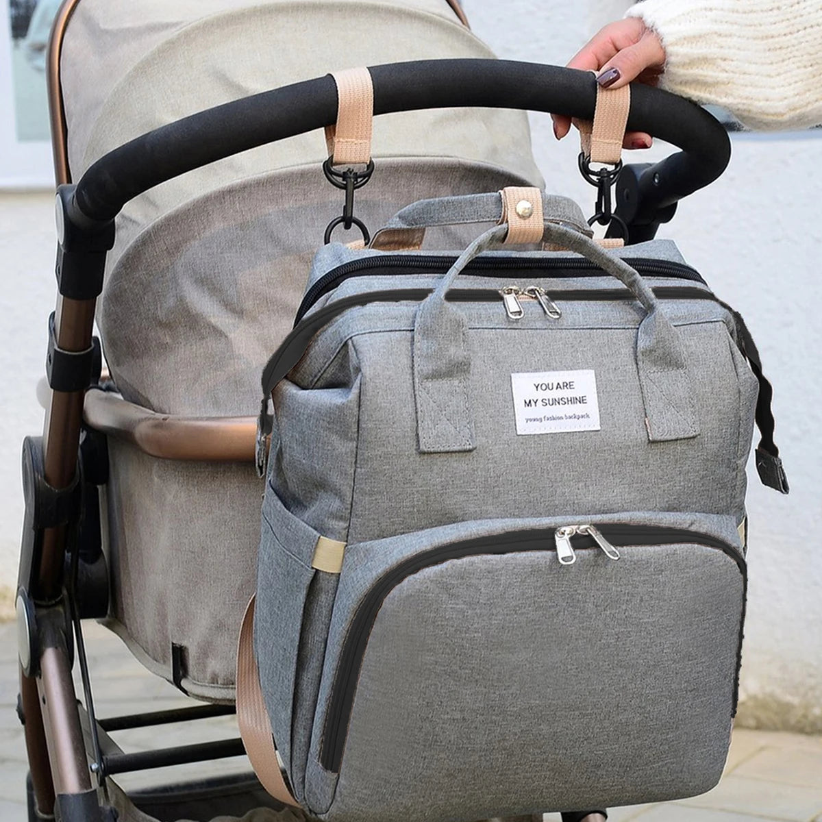 Foldable Diaper Bag with Changing Station & Insulated Pocket